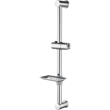 M20802, Shower Rail, Shower Head Holder with Soap Dish, Steel, Chrome, Silver (1/5)
