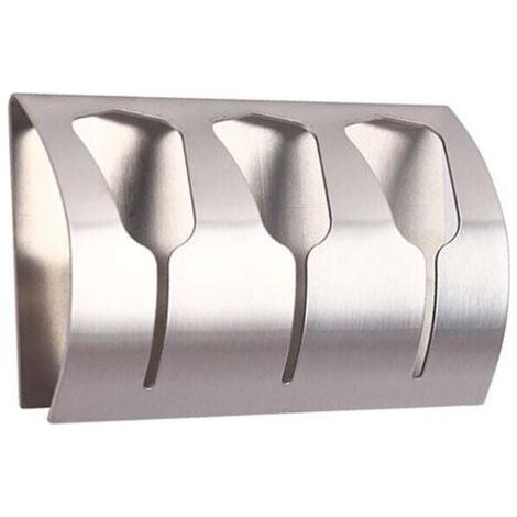 Portasciugamani adesivo per bagno e cucina, con 3 ganci in acciaio inox spazzolato, portata 10 kg.