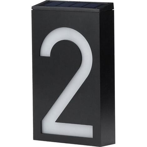 Outdoor Solar Power LED Number Sign Light House Hotel Store Door Address Lights Plate(Numéro 2 ) (1/5)