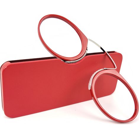 Lunettes de lecture sans branches (rouges, +2.0) pour hommes et femmes, mini lunettes de lecture portables avec pince-nez, légères et faciles à porter. (1/4)