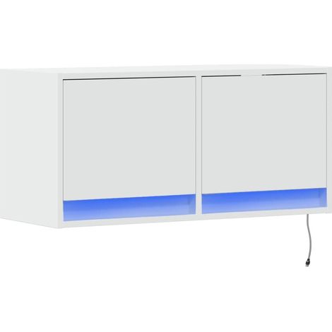 Mobile TV multimediale scaffale per televisione televisione buffet sala da pranzo soggiorno camera da letto a parete con luci a LED 80 x 31 x 35 cm bianco 020027912
