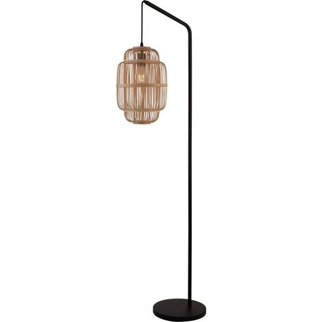 Searchlight Java Lampadaire noir avec abat-jour en bambou