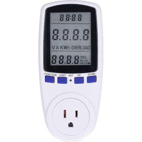 Stromzähler für den Hausgebrauch, Energiemonitor, Spannungs- und Ampere-Tester mit Hintergrundbeleuchtung, 7 Modi