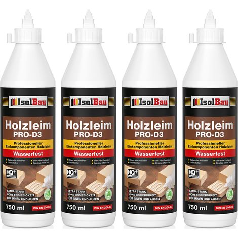 Holzleim D3 Weißleim Wasserfest 4 x 750 ml 860 g Leim Holzkleber Innen & Außen (1/5)
