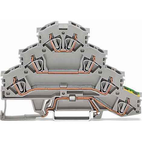 Connettore per binario a 4 livelli 4mm2 L1 L2 L3 PE grigio 281-530