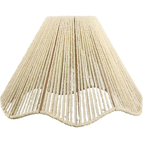 Lampenschirm aus Papierseil – 1 Stück – Handgewebt – Rustikaler Beige-Stil – Für E27-Pendelleuchte – 30 x 17 cm (1/5)