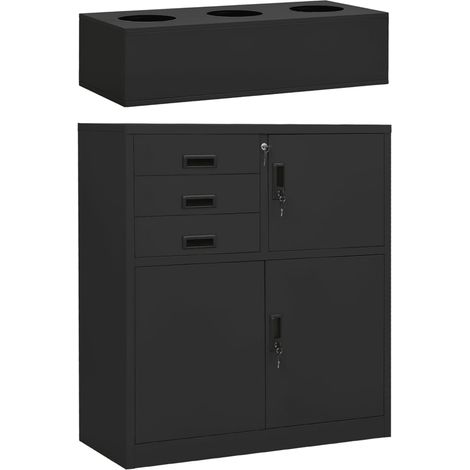 vidaXL Armadio Ufficio con Fioriera Antracite 90x40x125 cm in Acciaio (1/5)