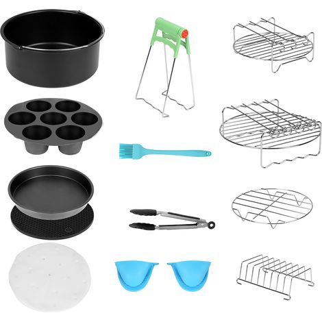Wolketon 12 Pezzi Accessori friggitrice ad aria 8 zoll Accessori per friggitrice ad aria Compatibile per forno, microonde Accessori in silicone