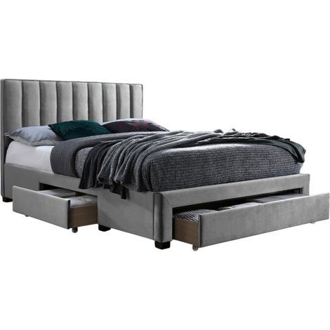 Cama Houston Fides, Gris, Doble, 140x200, Tapiz, Somieres, 145x215x111cm