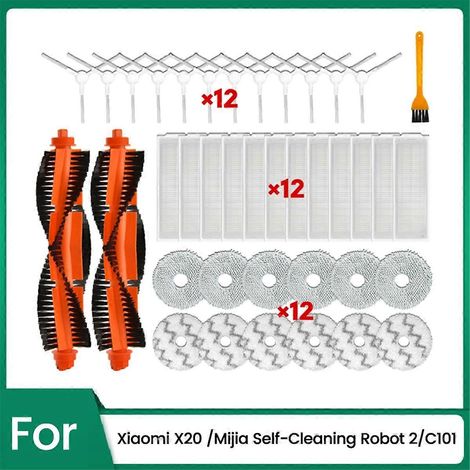 39 pièces pour aspirateur robot autonettoyant X20 / C101 : brosse rotative, filtre HEPA et chiffon de nettoyage. (1/5)