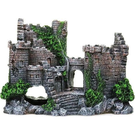 Aquariumdekoration aus Kunstharz, Aquariumornament zum Verstecken von Garnelen und Fischen, Aquariumdekoration aus Stein und Moos, Aquariumbrücke aus Kunstharz für die Aquariengestaltung (1/5)