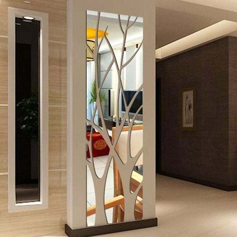 Sticker mural miroir branches d'arbre 3D, auto-adhésif, amovible, acrylique, pour la décoration intérieure, salon et chambre (11 x 39) (1/3)