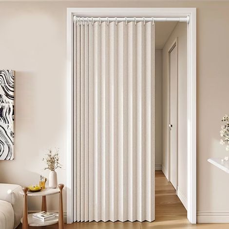 Rideau de douche pliable invisible, tissu imperméable sans perforation, rideau de séparation de salle de bain, séparation sèche et humide, 100W200H (1/5)