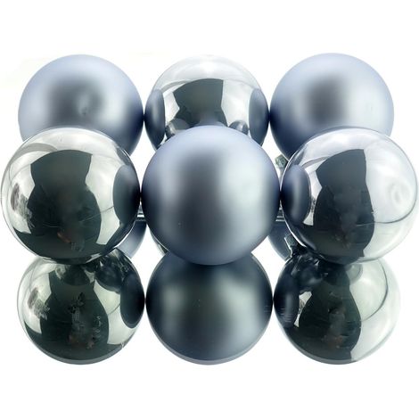 Christbaumkugeln Hazy Blue stahlblau Ø 8 cm aus Glas - 6er Set