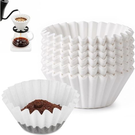 200 Pcs Papier Filtre pour Panier 80/200 mm Filtre à Café Papier Blanc (1/5)