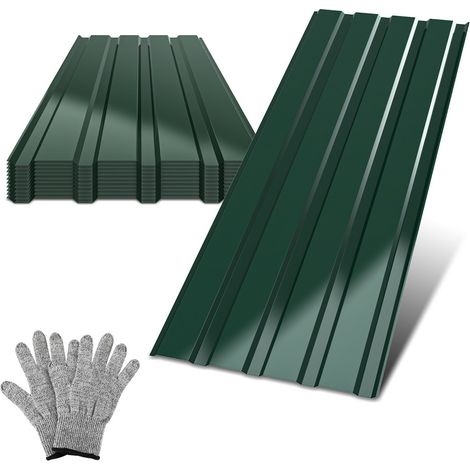 12x Lamiere profilate ondulate rivestimento parete tetto riparo da giardino, verde, 115 cm x 45 cm = 6 m² (1/5)