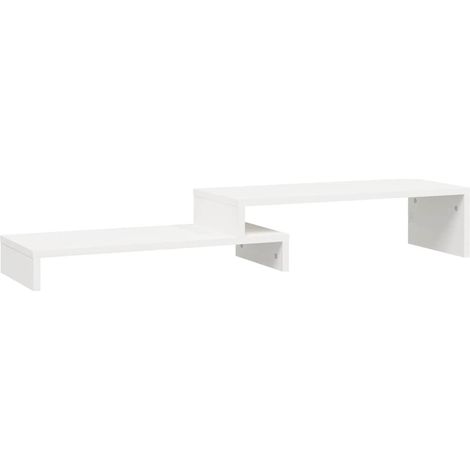 vidaXL Soporte de monitor madera maciza pino blanco (52-101)x22x14 cm (1/2)