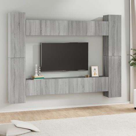 10-tlg. TV-Schrank-Set Grau Sonoma Holzwerkstoff (1/5)