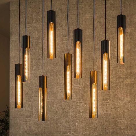 [GEBRAUCHT] B-Ware Zijlstra Hängeleuchte Pendelleuchte Tube Deckenlampe 100x18cm Metall 9-flammig (1/2)