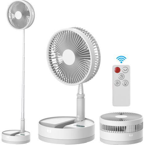 Ventilatore a Colonna Pieghevole 9 Pollici, Batteria 10800mAh USB-C, Oscillante Silenzioso con LED e Telecomando, Design Moderno in ABS e Alluminio per Casa e Campeggio (1/5)