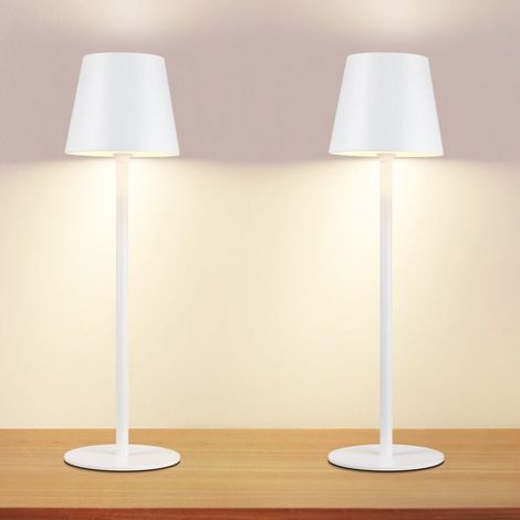 Lot de 2 Lampe de table LED sans fil - Blanche avec touch dimmable lampe de chevet IP54 extérieure rechargeable via USB lampe de bureau pour salon, chambre à coucher, chambre d’enfant (1/5)