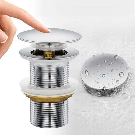 Universeller Pop-Up-Waschbeckenablauf, abwischbar und überlaufsicher, verchromtes Messing, G 1 1/4 für Badezimmerwaschbecken, 66 mm (1/5)