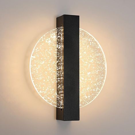 Applique Murale LED Dimmable 6W, Lampe Murale Intérieure Moderne en Aluminium, Lampe de Chevet Murale LED, Noir Applique Murale Acrylique Ronde pour Salon, Chambre, Escalier, Couloir, 3000K-6500K [Cla (1/5)