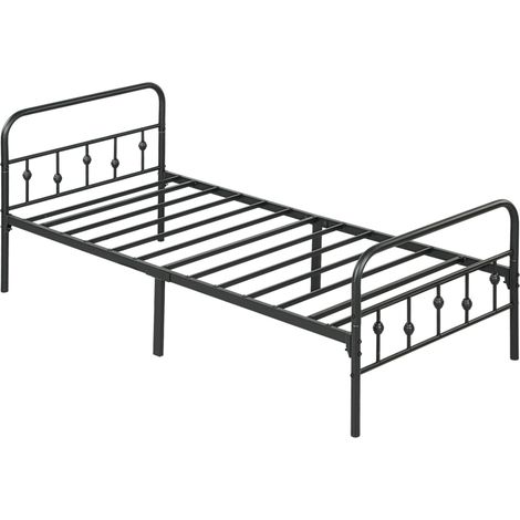 Estructura de cama de metal negro para colchón 90 x 200 cm, plegable, 82,5 cm, MODENUIT (1/4)