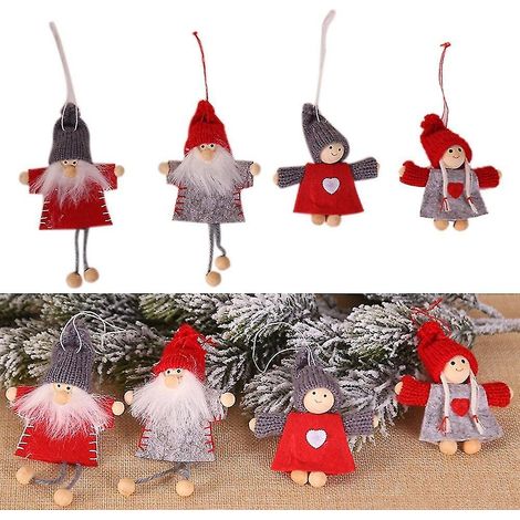 Pendentif poupée de Noël en bois pour garçons et filles, 4 motifs différents, mini (1/5)