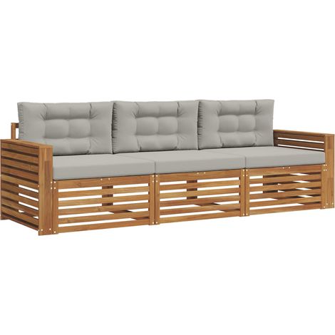 Conjunto de sofás de exterior 3 uds. Gris Natural y Claro vidaXL (1/5)
