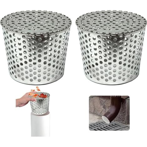 Due griglie di protezione per grondaie in acciaio inox DN110 – filtri conici per pluviali, antiruggine, adatti per grondaie e sistemi di drenaggio. (1/5)