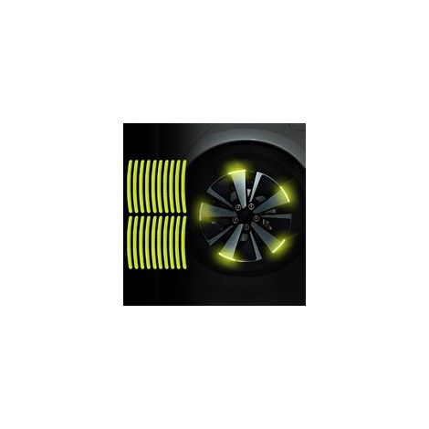 20 Pièces Autocollant Réfléchissant De Jante Roue, Autocollant Imperméables Pneu Voiture, Nuit Réfléchissant Sécurité Décoration Stripe pour Roue Intérieure De Voiture, Moto(Vert) (1/5)