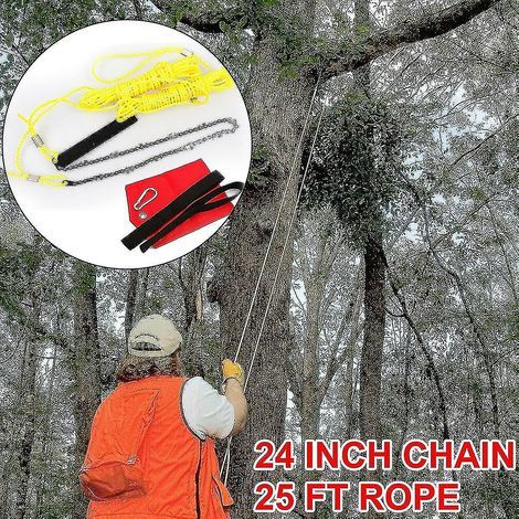 High Reach Limb Rope Chain Saw W/24" Chain Branch Tree Saw Trimmer Rope (1/3)
