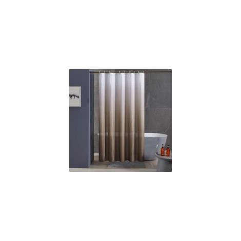 Rideau de Douche Anti Moisissure Tissu Lavable en Machine Grand Rideau de Bain Imperméable en Polyester pour Baignoire Angle avec 12 Crochets 200x200cm Taupe Dégradé