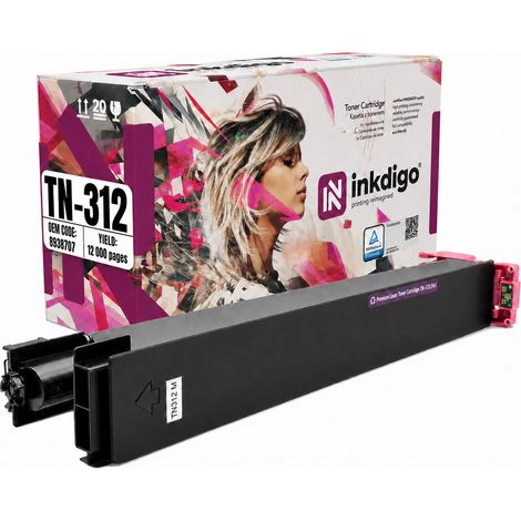 Toner Inkdigo TN312M compatibile con Konica Minolta Bizhub C300 C352 C352P, certificato TÜV. (1/5)