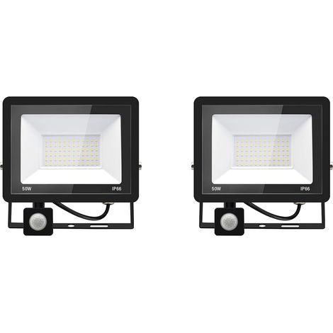 2PACK - Projecteur LED détecteur de mouvement 50W,5000LM Projecteur LED Exterieur Avec Detecteur Blanc Chaud(3000K) Imperméable IP66 Projecteur LED exterieur de sécurité pour, garage, couloir (1/5)