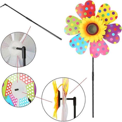Moulin à vent 3D coloré, jouet décoratif pour jardin ou cour (1/4)