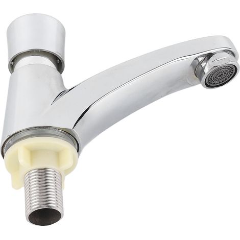 Mitigeur de Bassin à Temporisation, Robinet en Alliage de Cuivre à Poussoir, Économie d'Eau, pour Cuisine, Salle de Bain, Hôtel (1/5)