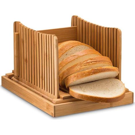 APEX Trancheuse à pain - Largeur de coupe réglable avec rails de découpe pliables et ramasse-miettes - Planche à découper en bois (1/5)