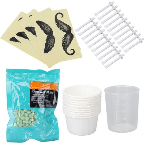 Kit d'épilation à la cire pour le nez, pochoirs professionnels pour la moustache, applicateur de cire, gobelet doseur, kit d'épilation à la cire (1/5)