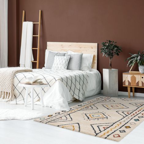 Tapis intérieur motif berbère crème. bleu et orange Ralph 160 x 230 cm