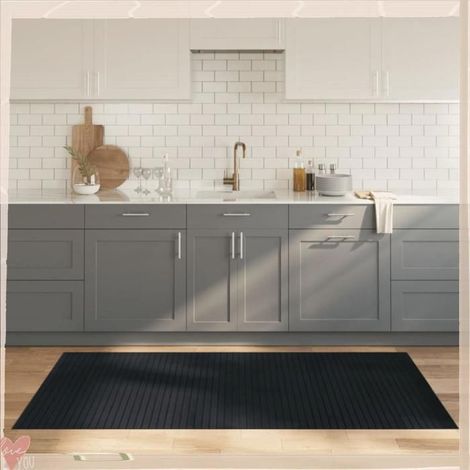 376808 Tapis rectangulaire gris 100x200 cm bambou (1/5)