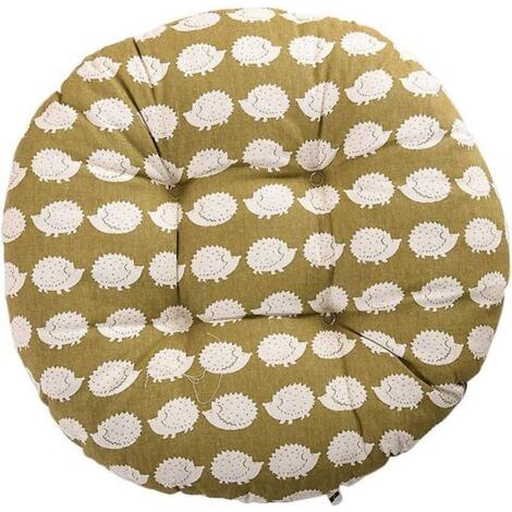 Coussin rond pour chaise d'extérieur, 40 cm, coton et lin, motif hérisson, fleurs et animaux