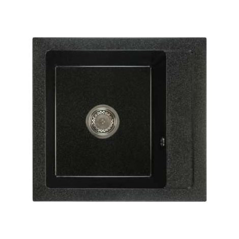 ZELVO Küchenspüle, Spülbecken, Spüle Granit schwarz gesprenkelt 520 x 490 x 210 mm Model 2 (1/2)