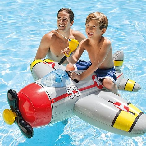 TRADE SHOP - Aereoplano Cavalcabile Gonfiabile Mare Piscina Con Pistola Acqua 2 Colori - (1/4)