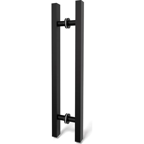 Poignées Rondes Noir Mat pour Porte de Grange 30/60/90/120/150cm, Poignée à Tirer et Pousser Double Face, Longue Poignée pour Portes Françaises Porte Extérieures Portes de Douche (1/5)