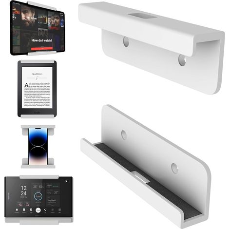 sciuU Support Mural Universel pour Tablette Tactile Smartphone Liseuse Pour appareils 15mm d'épaisseur. Fixation ruban adhésif ou vis. Compatible avec 15, V11, S24, Surface, 15 (1/5)