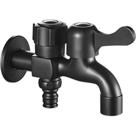 Conector ducha, salida Grifos dobles válvula control latón, grifo Grifo lavadora latón válvula control lavadoras), negro (1/5)