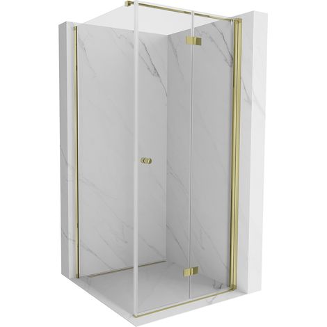 Mexen Mist-F T Duschkabine klappbar rechts 100 x 100 cm, transparent, gold - 8A6T-100-100-50-00-P (1/5)