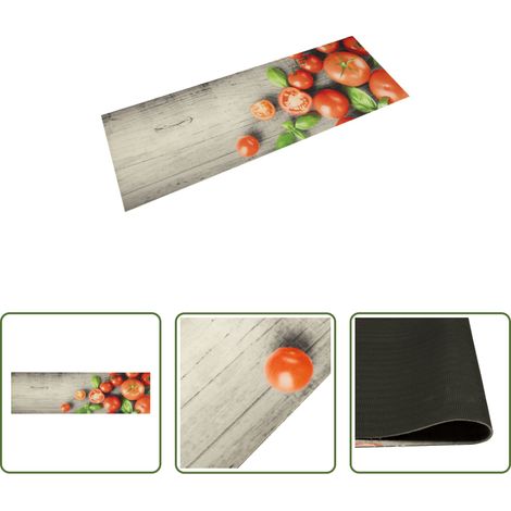vidaXL Samt Teppich - Küchenteppich Waschbar Tomaten 45x150 cm Samt (1/5)
